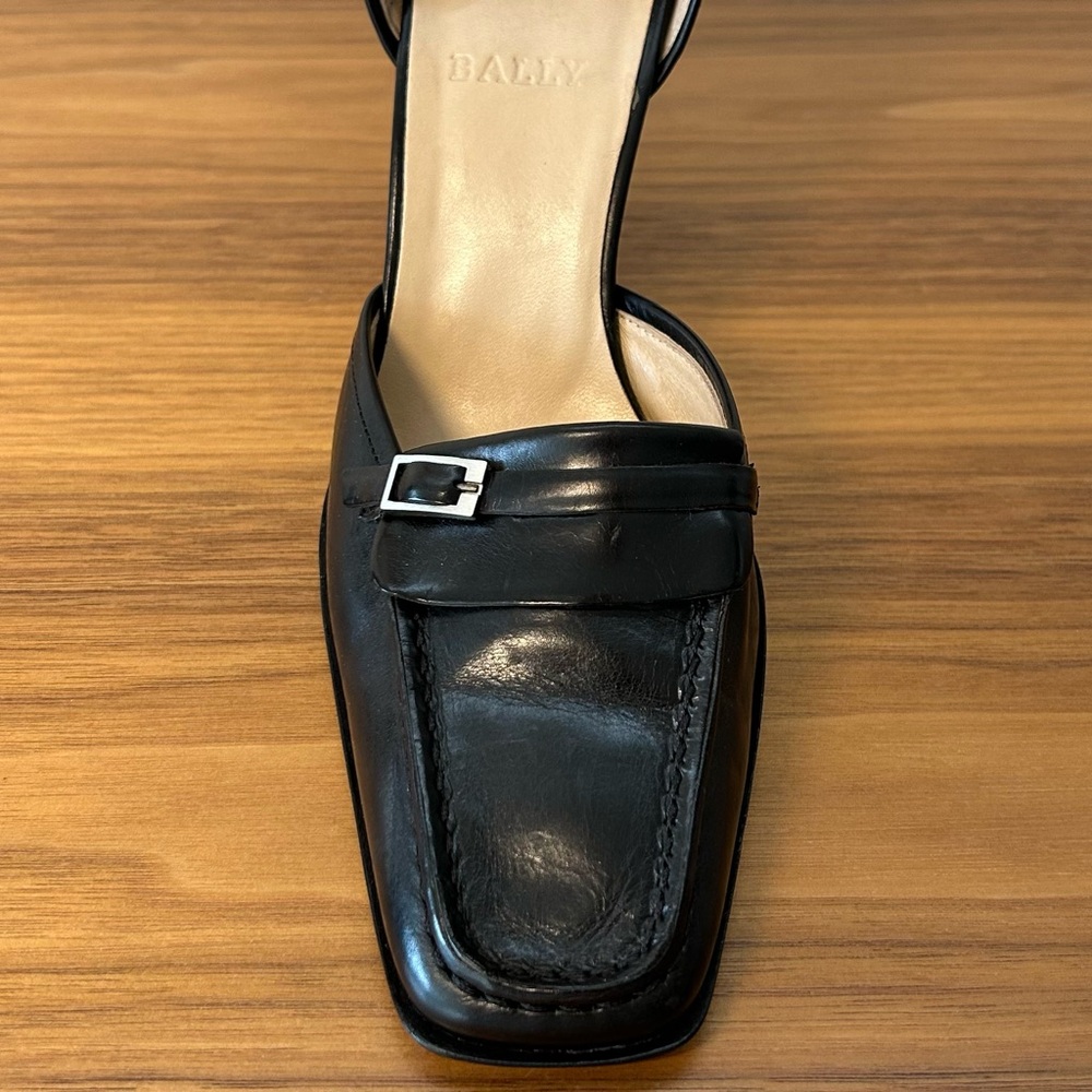 NEW, BALLY Sleek Black Leather High Heels Women’s Size US 7,5 EU 38 - Picture 5 of 7
